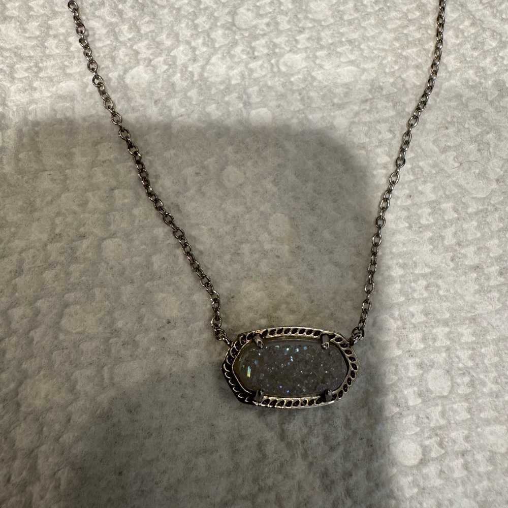Kendra Scott Silver Necklace with White Stone - Picture 2 of 3